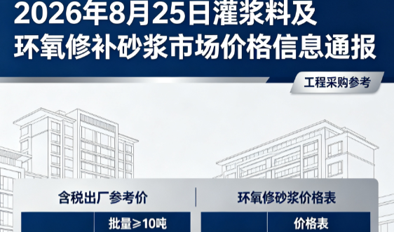 清溪镇2026年8月25日灌浆料及环氧修补砂浆市场价格信息通报